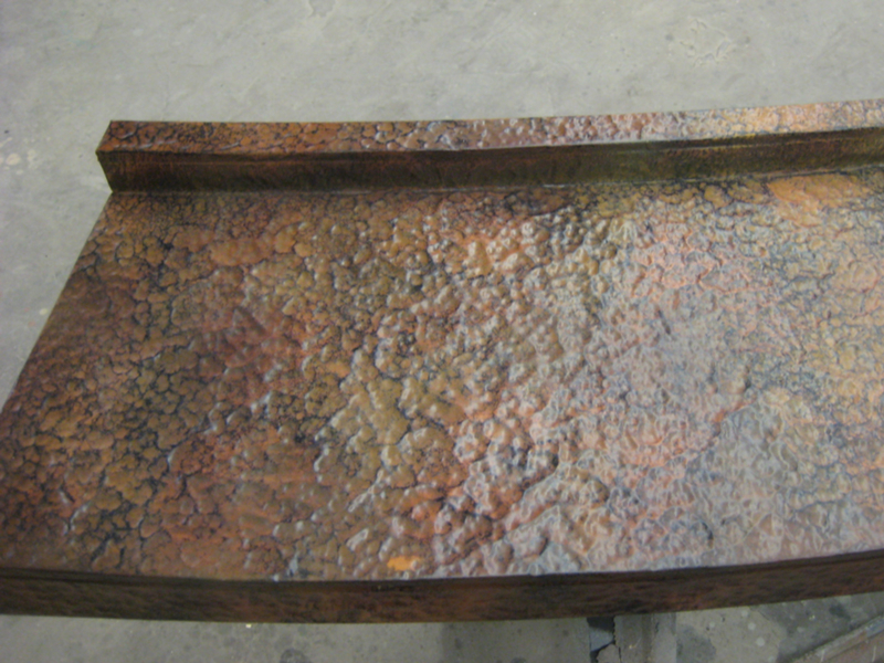 Pounded Copper and Patina Counter
