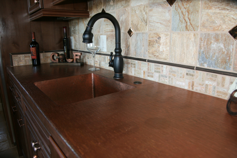 Tree Bark Pounded Copper Sink and Counter