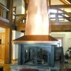 4-Sided Copper Chimney Case Steel Fireplace Surround with Glass Doors Full View