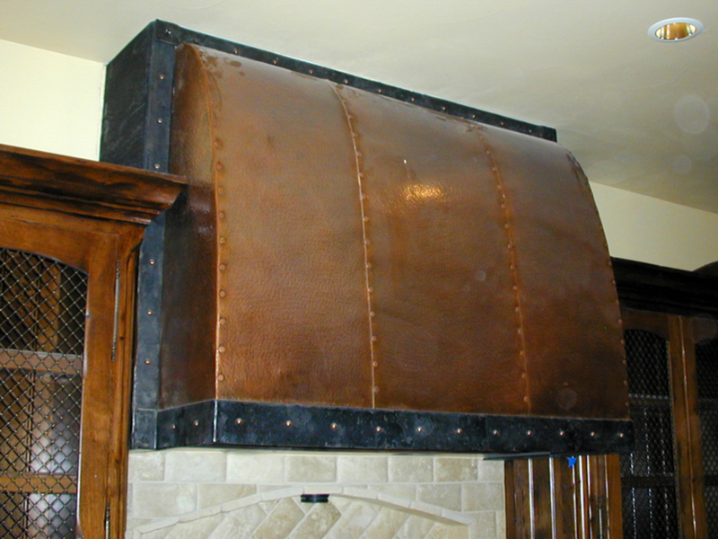 Pounded Copper and Steel Kitchen Hood