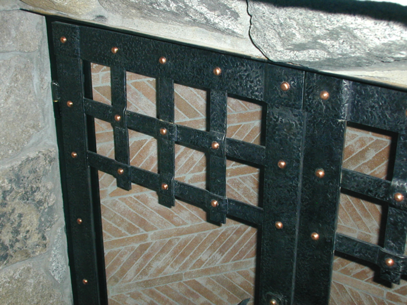 Forged Steel and Copper Rivet Fireplace Doors Image 2