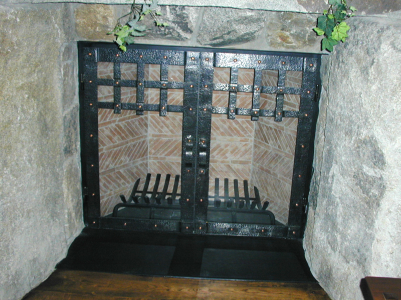 Forged Steel and Copper Rivet Fireplace Doors Image 1