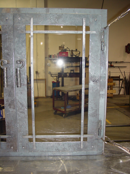 Pounded Steel Fireplace Doors with Glass