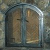 Pounded Steel Fireplace with Glass Doors