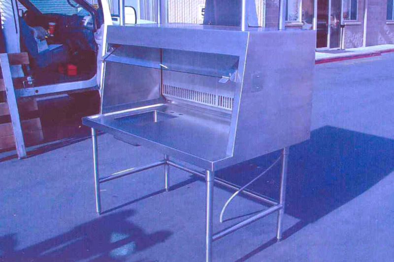 Commercial Stainless Steel Table with Exhaust Flue Side View