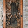 Patina Pounded Steel and grape Leaf Door Insert Image 2