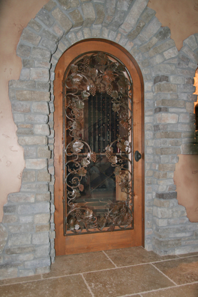 Patina Pounded Steel and grape Leaf Door Insert Image 1