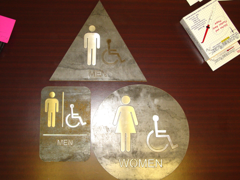 Stainless and Hot Rolled Steel Restroom Signs Image 1