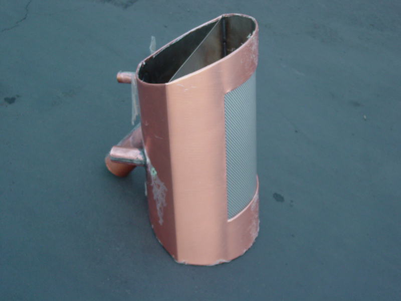 Stainless Steel with Copper Exterior Light Fixture Side View