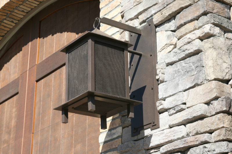 Steel with Wire Mesh Exterior Light Fixture